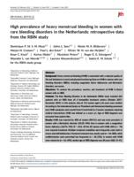 High prevalence of heavy menstrual bleeding in women with rare bleeding disorders in the Netherlands