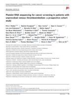 Platelet RNA sequencing for cancer screening in patients with unprovoked venous thromboembolism