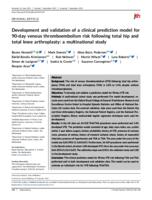 Development and validation of a clinical prediction model for 90-day venous thromboembolism risk following total hip and total knee arthroplasty