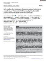 Early healing after treatment of coronary lesions by thin strut everolimus, or thicker strut biolimus eluting bioabsorbable polymer stents