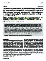 Sequential vs myeloablative vs reduced intensity conditioning for patients with myelodysplastic syndromes with an excess of blasts at time of allogeneic haematopoietic cell transplantation