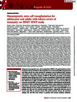 Hematopoietic stem cell transplantation for adolescents and adults with inborn errors of immunity