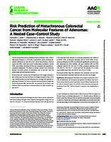 Risk prediction of metachronous colorectal cancer from molecular features of adenomas