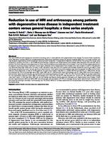 Reduction in use of MRI and arthroscopy among patients with degenerative knee disease in independent treatment centers versus general hospitals