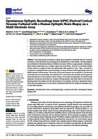 Spontaneous epileptic recordings from hiPSC-derived cortical neurons cultured with a human epileptic brain biopsy on a multi electrode array