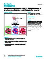 The combined HPV16-E2/E6/E7 T cell response in oropharyngeal cancer predicts superior survival