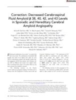 Decreased cerebrospinal fluid amyloid β 38, 40, 42, and 43 levels in sporadic and hereditary cerebral amyloid angiopathy (vol 93, pg 1173, 2023)