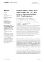 Platelets interact with CD169+ macrophages and cDC1 and enhance liposome-induced CD8+ T cell responses