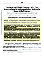 Functional and clinical outcomes after plate osteosynthesis versus intramedullary nailing of a humeral shaft fracture