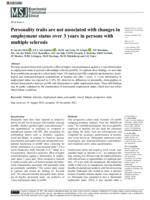 Personality traits are not associated with changes in employment status over 3 years in persons with multiple sclerosis