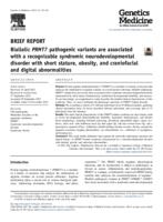 Biallelic PRMT7 pathogenic variants are associated with a recognizable syndromic neurodevelopmental disorder with short stature, obesity, and craniofacial and digital abnormalities