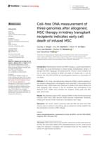 Cell-free DNA measurement of three genomes after allogeneic MSC therapy in kidney transplant recipients indicates early cell death of infused MSC