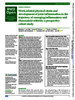 Work-related physical strain and development of joint inflammation in the trajectory of emerging inflammatory and rheumatoid arthritis