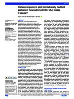 Immune response to post-translationally modified proteins in rheumatoid arthritis