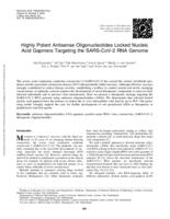 Highly potent antisense oligonucleotides: locked nucleic acid gapmers targeting the SARS-CoV-2 RNA genome