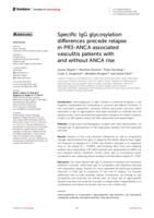 Specific IgG glycosylation differences precede relapse in PR3-ANCA associated vasculitis patients with and without ANCA rise