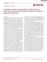 The impact of routine ultrasonography on nodal metastasis in head and neck cutaneous squamous cell carcinoma