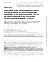 The impact of the mySupport advance care planning intervention on family caregivers' perceptions of decision-making and care for nursing home residents with dementia