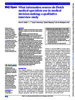 What information sources do Dutch medical specialists use in medical decision-making