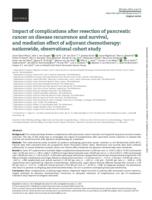 Impact of complications after resection of pancreatic cancer on disease recurrence and survival, and mediation effect of adjuvant chemotherapy