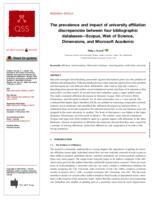 The prevalence and impact of university affiliation discrepancies between four bibliographic databases—Scopus, Web of Science, Dimensions, and Microsoft Academic