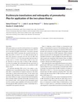 Erythrocyte transfusions and retinopathy of prematurity