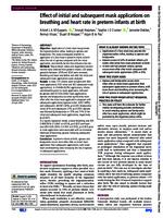 Effect of initial and subsequent mask applications on breathing and heart rate in preterm infants at birth