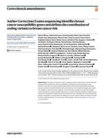 Exome sequencing identifies breast cancer susceptibility genes and defines the contribution of coding variants to breast cancer risk (vol 55, pg 1435, 2023)