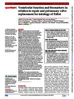 Ventricular function and biomarkers in relation to repair and pulmonary valve replacement for tetralogy of Fallot