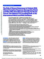 The risk of distant metastases in patients with clinical complete response managed by watch and wait after neoadjuvant therapy for rectal cancer