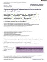 Consensus definition of advance care planning in dementia