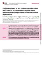 Prognostic value of left ventricular myocardial work indices in patients with severe aortic stenosis undergoing transcatheter aortic valve replacement