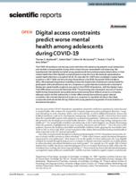 Digital access constraints predict worse mental health among adolescents during COVID-19