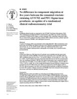 No difference in component migration at five years between the cemented cruciate- retaining ATTUNE and PFC-Sigma knee prosthesis