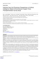 Intensive care unit physicians' perspectives on artificial intelligence-based clinical decision support tools