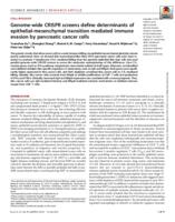 Genome-wide CRISPR screens define determinants of epithelial-mesenchymal transition mediated immune evasion by pancreatic cancer cells