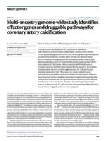 Multi-ancestry genome-wide study identifies effector genes and druggable pathways for coronary artery calcification