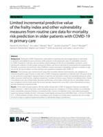 Limited incremental predictive value of the frailty index and other vulnerability measures from routine care data for mortality risk prediction in older patients with COVID-19 in primary care