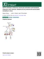 CETP inhibition enhances monocyte activation and bacterial clearance and reduces streptococcus pneumonia