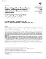 Classes of oppositional defiant disorder behavior in clinic-referred children and adolescents: concurrent features and outcomes = Classification des comportements dans le trouble oppositionnel avec provocation chez des enfants et des adolescents aiguilles