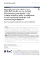 Hyper-physiologic mechanical cues, as an osteoarthritis disease-relevant environmental perturbation, cause a critical shift in set points of methylation at transcriptionally active CpG sites in neo-cartilage organoids