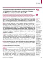Transcriptomic signatures induced by the Ebola virus vaccine rVSVΔG-ZEBOV-GP in adult cohorts in Europe, Africa, and North America