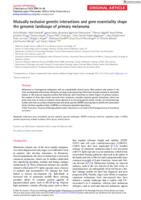 Mutually exclusive genetic interactions and gene essentiality shape the genomic landscape of primary melanoma