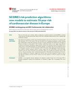 SCORE2 risk prediction algorithms | Scholarly Publications